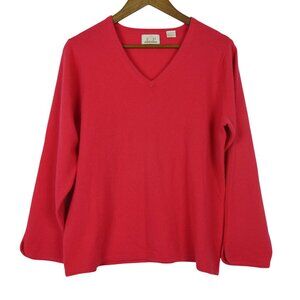 EP Pro 100% Cashmere Sweater Coral Pink Size XL V-Neck Preppy Luxury Minimalism